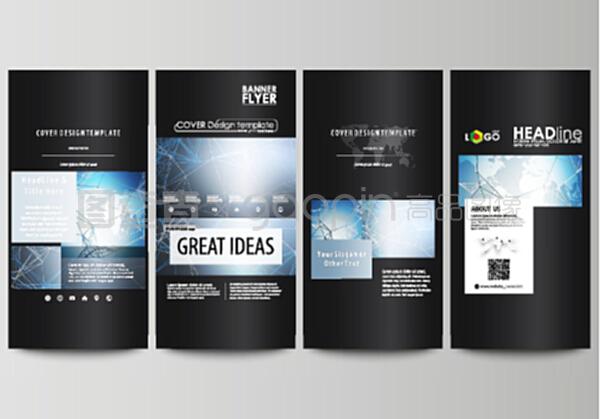 黑色彩色極簡圖為可編輯版面的四個垂直橫幅,傳單設(shè)計商業(yè)模板。科學(xué)的醫(yī)學(xué)dna研究或醫(yī)學(xué)概念。黑色極簡圖為可編輯版面的四個垂直橫幅,傳單設(shè)計商業(yè)模板。科學(xué)的醫(yī)學(xué)dna研究或醫(yī)學(xué)概念